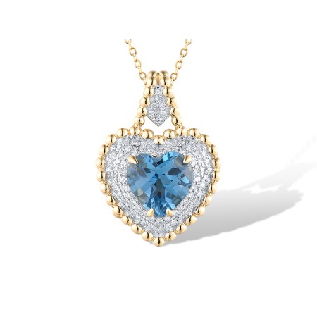 14KYW Pendant Blue Topaz (Swiss Blue),Diamond (P319736BLT14KYW)