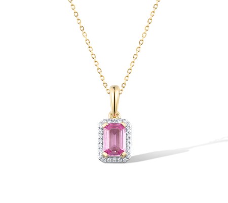 14KYW Pendant Diamond,Pink Sapphire (P319744PIS14KYW)