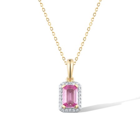 14KYW Pendant Diamond,Pink Sapphire (P319744PIS14KYW)