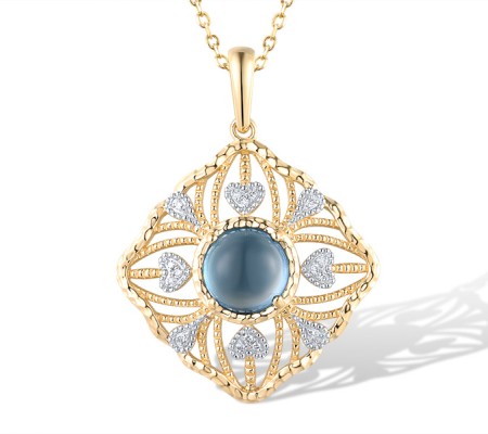 14KYW Pendant Diamond,London Blue Topaz (P319747LDB14KYW)