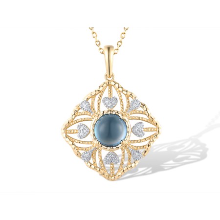 14KYW Pendant Diamond,London Blue Topaz (P319747LDB14KYW)