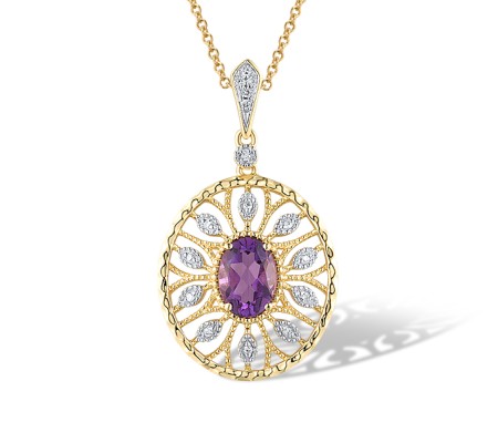 14KYW Pendant Amethyst,Diamond (P319748AME14KYW)