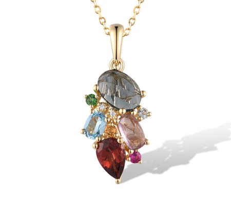 14KY Pendant Amethyst,Blue Topaz (Sky Blue),Blue Topaz (Swiss Blue),Citrine,Diamond,Garnet,Green Garnet,London Blue Topaz,Ruby (P319766MUL14KY)