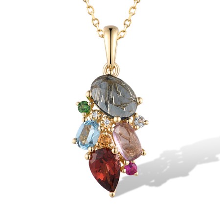 14KY Pendant Amethyst,Blue Topaz (Sky Blue),Blue Topaz (Swiss Blue),Citrine,Diamond,Garnet,Green Garnet,London Blue Topaz,Ruby (P319766MUL14KY)