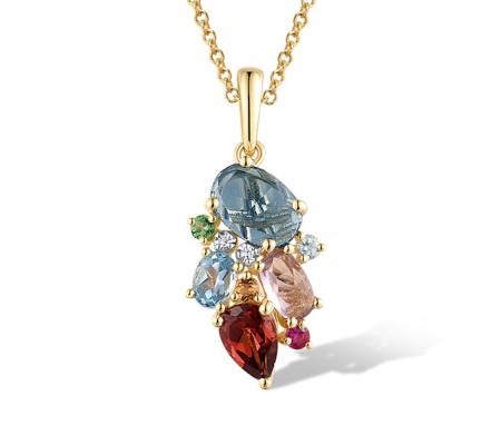 14KYW Pendant Garnet,Green Garnet,Amethyst,London Blue Topaz,Blue Topaz (Sky Blue),Ruby,Blue Topaz (Swiss Blue),Citrine,Diamond (P319766MUL14KYW)