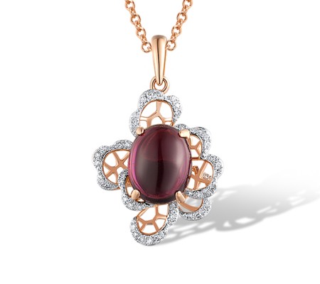 14KRW Pendant Diamond,Rhodolite Garnet (P319775RHG14KRW)