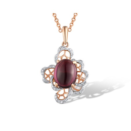 14KRW Pendant Diamond,Rhodolite Garnet (P319775RHG14KRW)