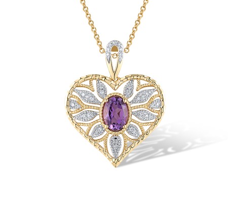 14KYW Pendant Diamond,Amethyst (P319777AME14KYW)