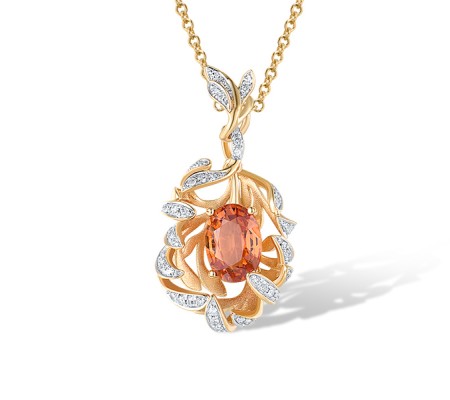 14KYW Pendant Orange Sapphire,Diamond (P319868ORS14KYW)
