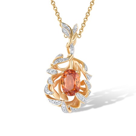 14KYW Pendant Orange Sapphire,Diamond (P319868ORS14KYW)