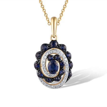 14KYWB Pendant Blue Sapphire,Diamond (P319870SAP14KYWB)