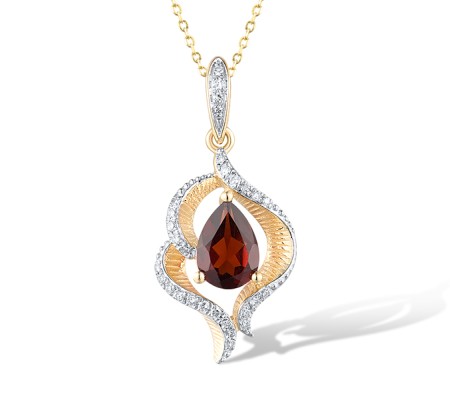 14KYW Pendant Garnet,Diamond (P319871GAN14KYW)