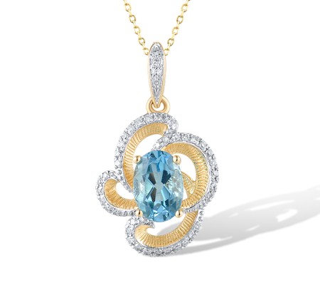 14KYW Pendant Blue Topaz (Swiss Blue),Diamond (P319872BLT14KYW)