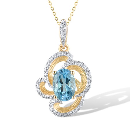 14KYW Pendant Blue Topaz (Swiss Blue),Diamond (P319872BLT14KYW)