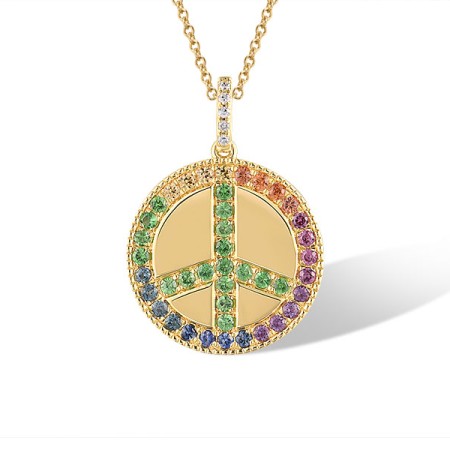 14KY Pendant London Blue Topaz,Orange Sapphire,Rhodolite Garnet,Amethyst,Yellow Sapphire,Blue Sapphire,Diamond,Green Garnet (P319890MUL14KY)