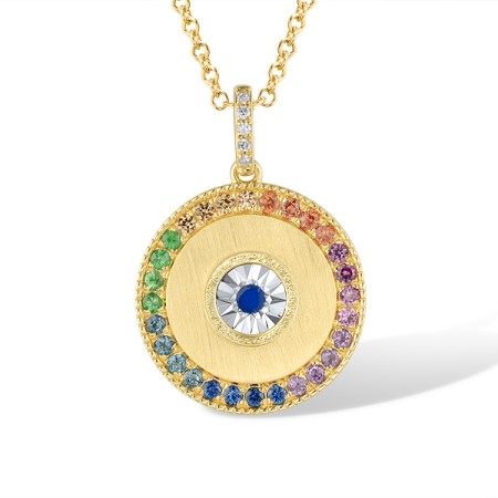 14TT Pendant Diamond,Yellow Sapphire,Enamel,Green Garnet,London Blue Topaz,Amethyst,Orange Sapphire,Blue Sapphire,Rhodolite Garnet (P319892ENA14TT)