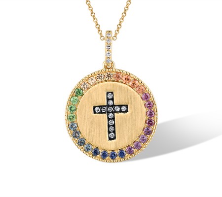 14KYB Pendant Amethyst,Blue Sapphire,Diamond,Green Garnet,London Blue Topaz,Orange Sapphire,Rhodolite Garnet,Yellow Sapphire (P319893MUL14KYB)