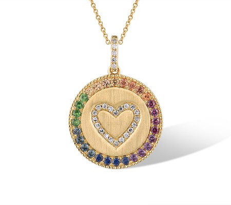 14KY Pendant London Blue Topaz,Orange Sapphire,Rhodolite Garnet,Amethyst,Yellow Sapphire,Blue Sapphire,Diamond,Green Garnet (P319894MUL14KY)