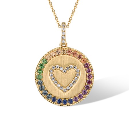 14KY Pendant London Blue Topaz,Orange Sapphire,Rhodolite Garnet,Amethyst,Yellow Sapphire,Blue Sapphire,Diamond,Green Garnet (P319894MUL14KY)