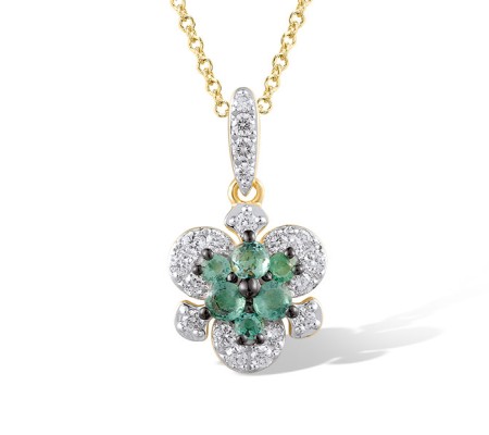 14KYWB Pendant Diamond,Emerald (P319933EMR14KYWB)