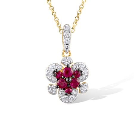 14KYWB Pendant Diamond,Ruby (P319933RUY14KYWB)