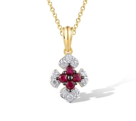 14KYWB Pendant Diamond,Ruby (P319934RUY14KYWB)