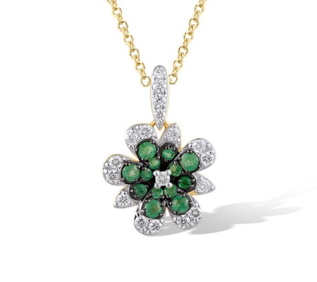 14KYWB Pendant Diamond,Emerald (P319935EMR14KYWB)