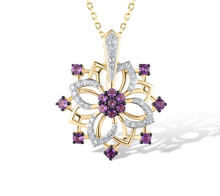 14KYWB Pendant Diamond,Amethyst (P319957AME14KYWB)
