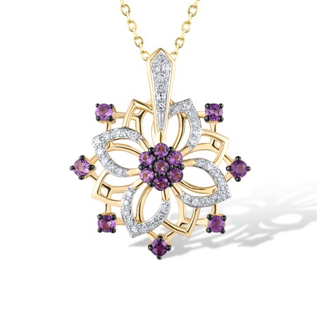 14KYWB Pendant Diamond,Amethyst (P319957AME14KYWB)