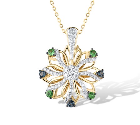 14KYWB Pendant Diamond,Green Garnet,London Blue Topaz (P319958GLT14KYWB)