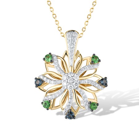 14KYWB Pendant Diamond,Green Garnet,London Blue Topaz (P319958GLT14KYWB)