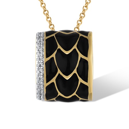 Sterling Silver w/ Ionic Yellow Plating Pendant White Cubic Zirconia,Enamel (P320019ENASP925)