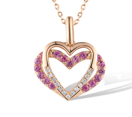 14KR Pendant Diamond,Pink Sapphire (P320066PIS14KR)