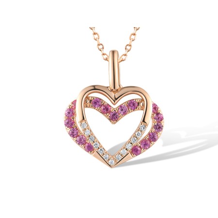 14KR Pendant Diamond,Pink Sapphire (P320066PIS14KR)