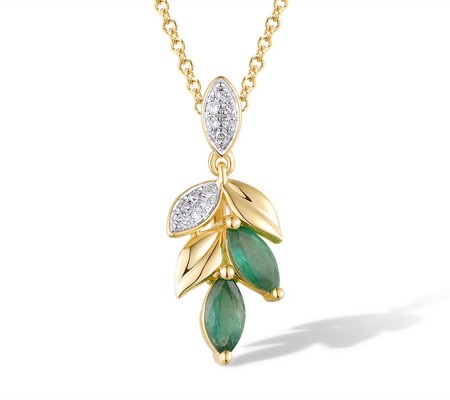 14KYW Pendant Diamond,Emerald (P320125EMR14KYW)