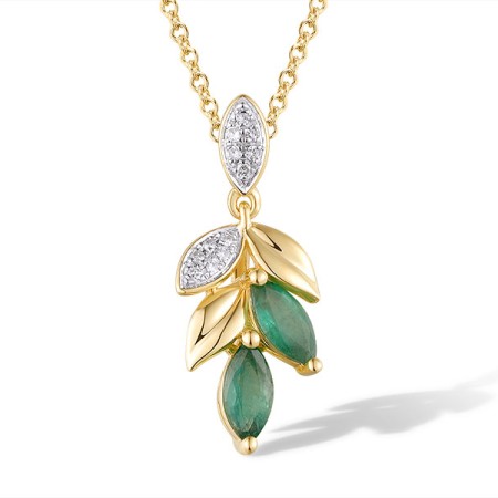 14KYW Pendant Diamond,Emerald (P320125EMR14KYW)