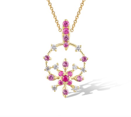 14KY Pendant Diamond,Pink Sapphire,Ruby (P320133PRU14KY)