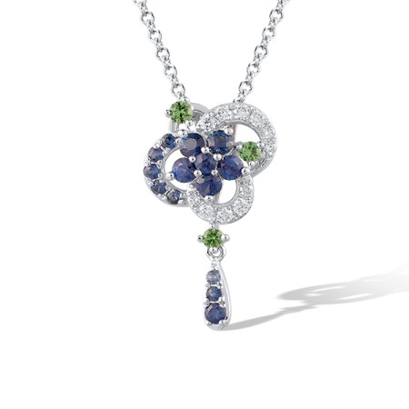 14KW Pendant Blue Sapphire,Diamond,Green Garnet (P320140GGS14KW)