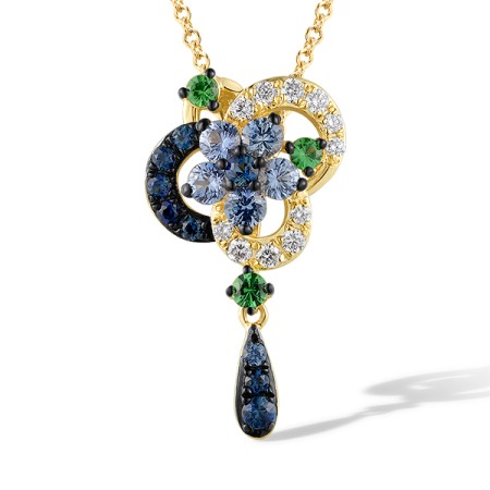 14KYB Pendant Blue Sapphire,Diamond,Green Garnet (P320140GGS14KYB)