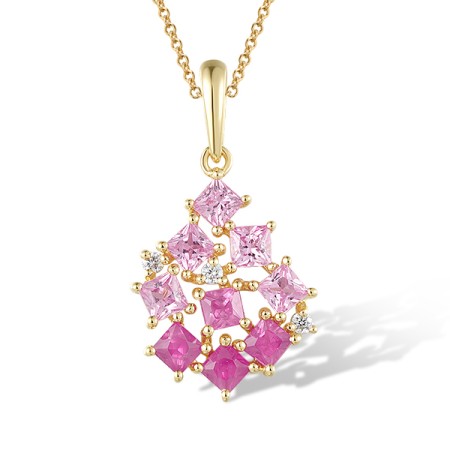14KY Pendant Diamond,Pink Sapphire,Ruby (P320153PRU14KY)