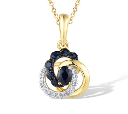 14KYWB Pendant Blue Sapphire,Diamond (P320191SAP14KYWB)