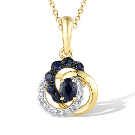 14KYWB Pendant Blue Sapphire,Diamond (P320191SAP14KYWB)
