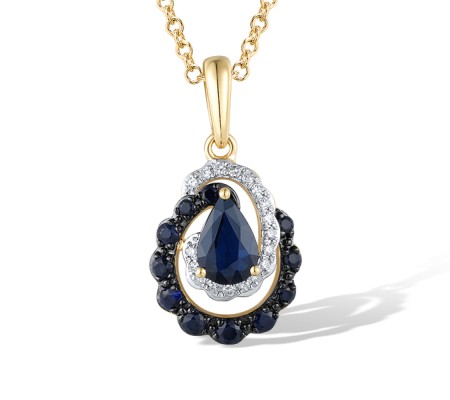14KYWB Pendant Blue Sapphire,Diamond (P320230SAP14KYWB)