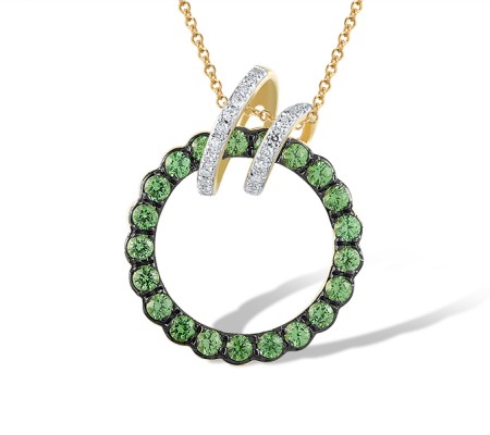 14KYWB Pendant Diamond,Green Garnet (P320231GNG14KYWB)
