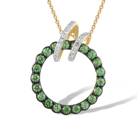 14KYWB Pendant Diamond,Green Garnet (P320231GNG14KYWB)