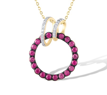 14KYWB Pendant Diamond,Pink Sapphire (P320231PIS114KYWB)
