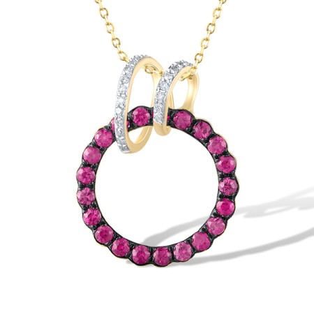 14KYWB Pendant Diamond,Pink Sapphire (P320231PIS114KYWB)