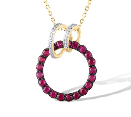 14KYWB Pendant Diamond,Ruby (P320231RUY14KYWB)