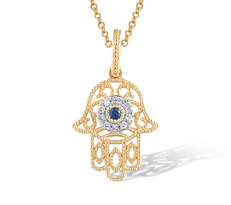 14KYW Pendant Blue Sapphire,Diamond (P320246SAP14KYW)