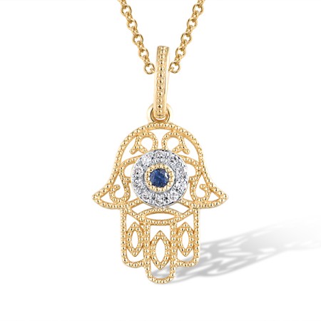 14KYW Pendant Blue Sapphire,Diamond (P320246SAP14KYW)